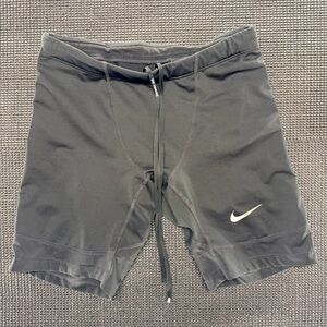 Nike Black Athletic Training Shorts with White Swoosh